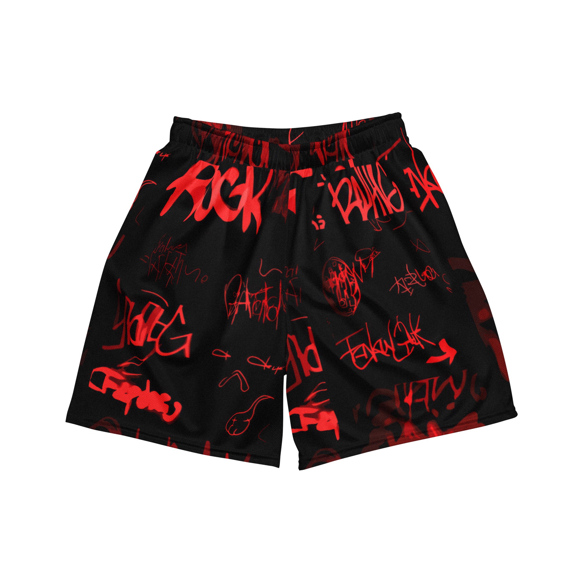 Unisex mesh shorts made from recycled materials embody the perfect blend of functionality and fashion. Designed to accommodate both intense athletic activities and trendy streetwear red Tokyo Arkade