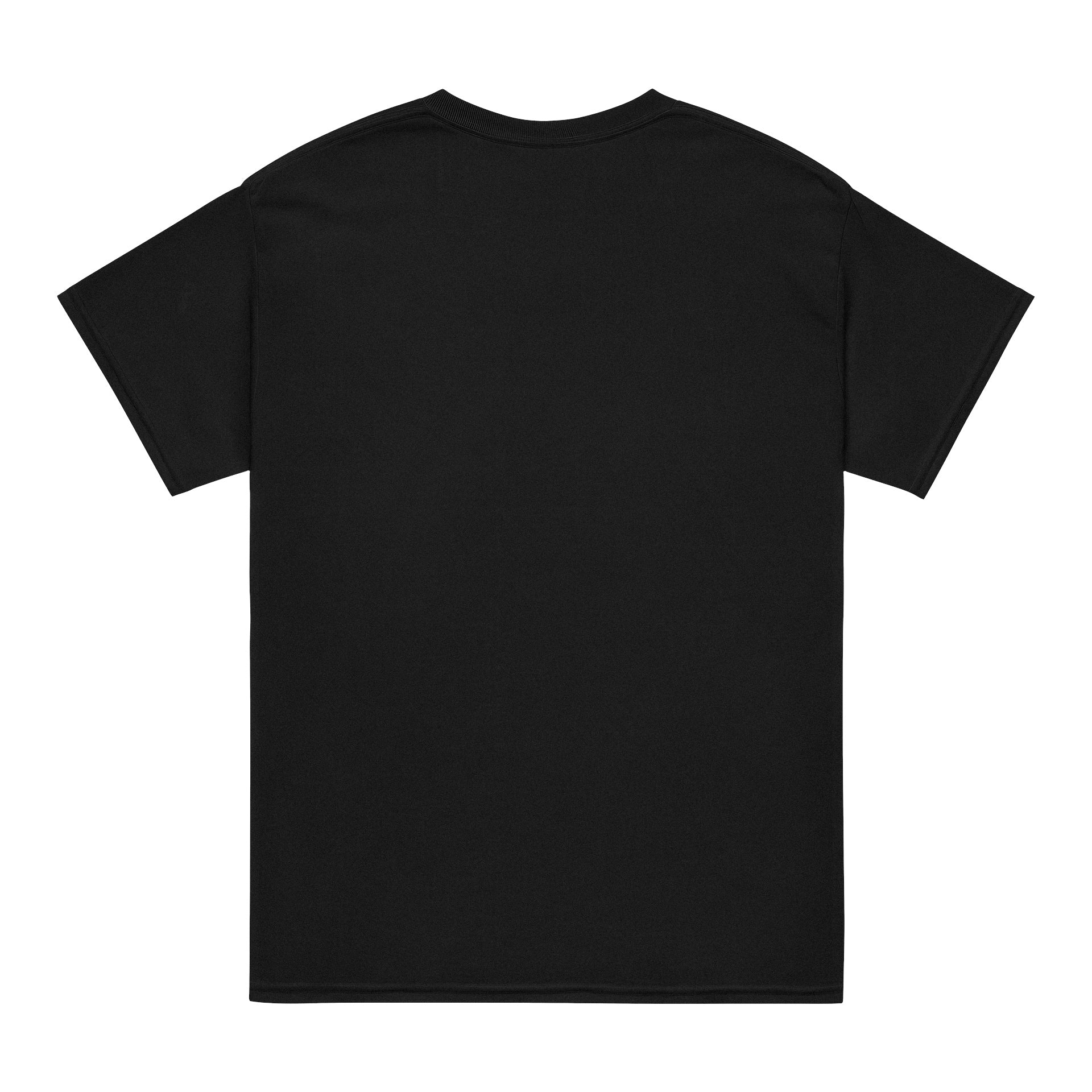 Black t-shirt on a white background