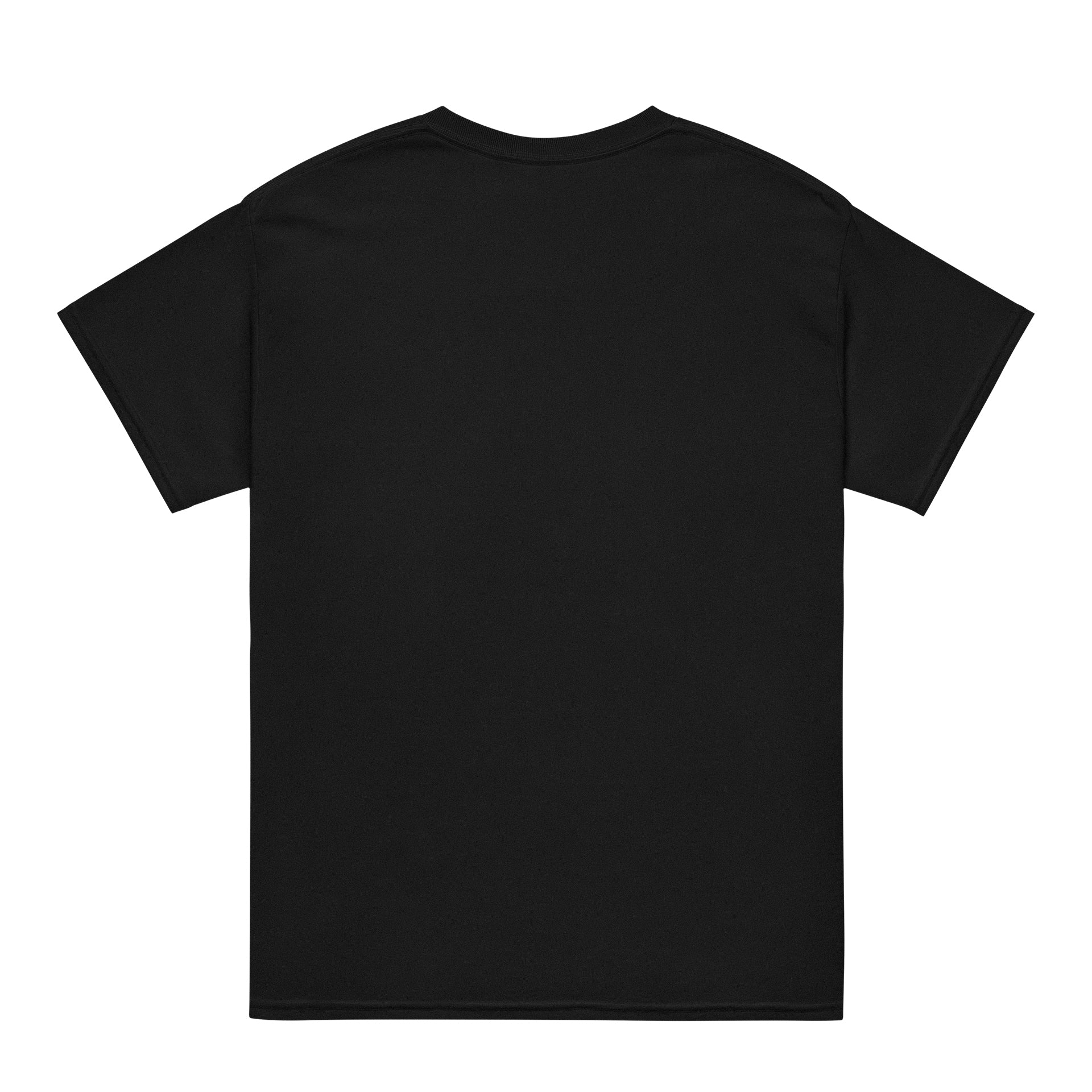 Black t-shirt on a white background