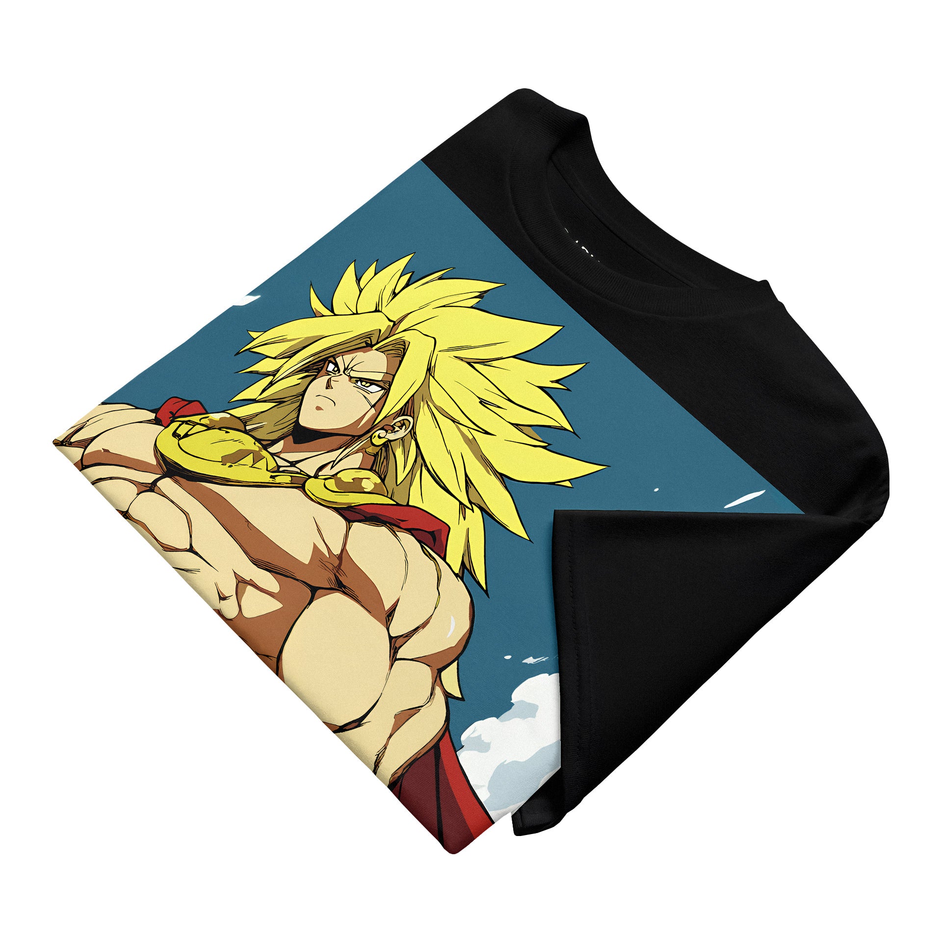 Black t-shirt with an anime character design on a white background Black t-shirt with an anime character in a red outfit on a white background dragon anime manga tokyo arkade