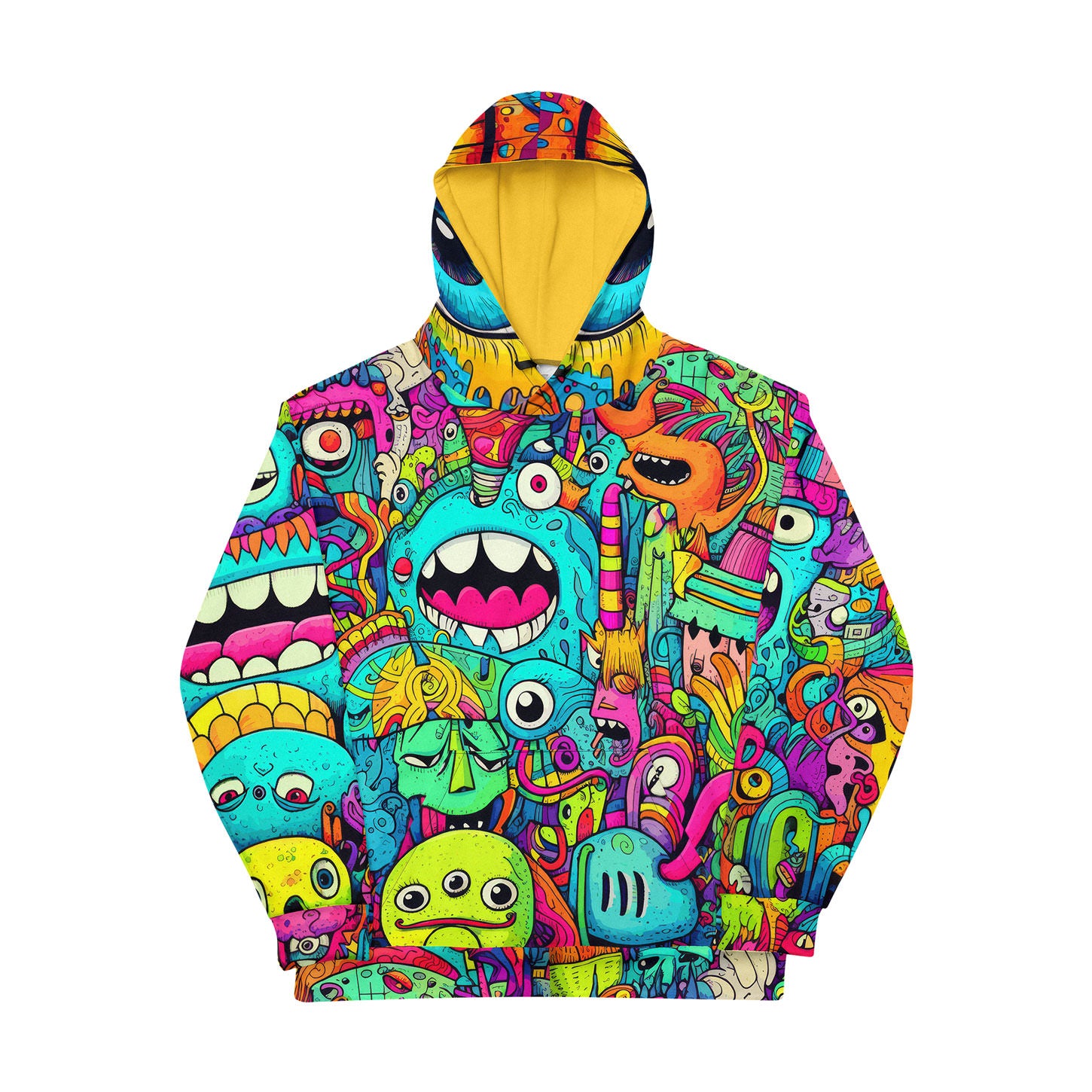 Unisex comfy relaxed fit hoodie has a soft outside with a vibrant print and an even softer brushed fleece inside. Precisely printed, cut & hand sewn.