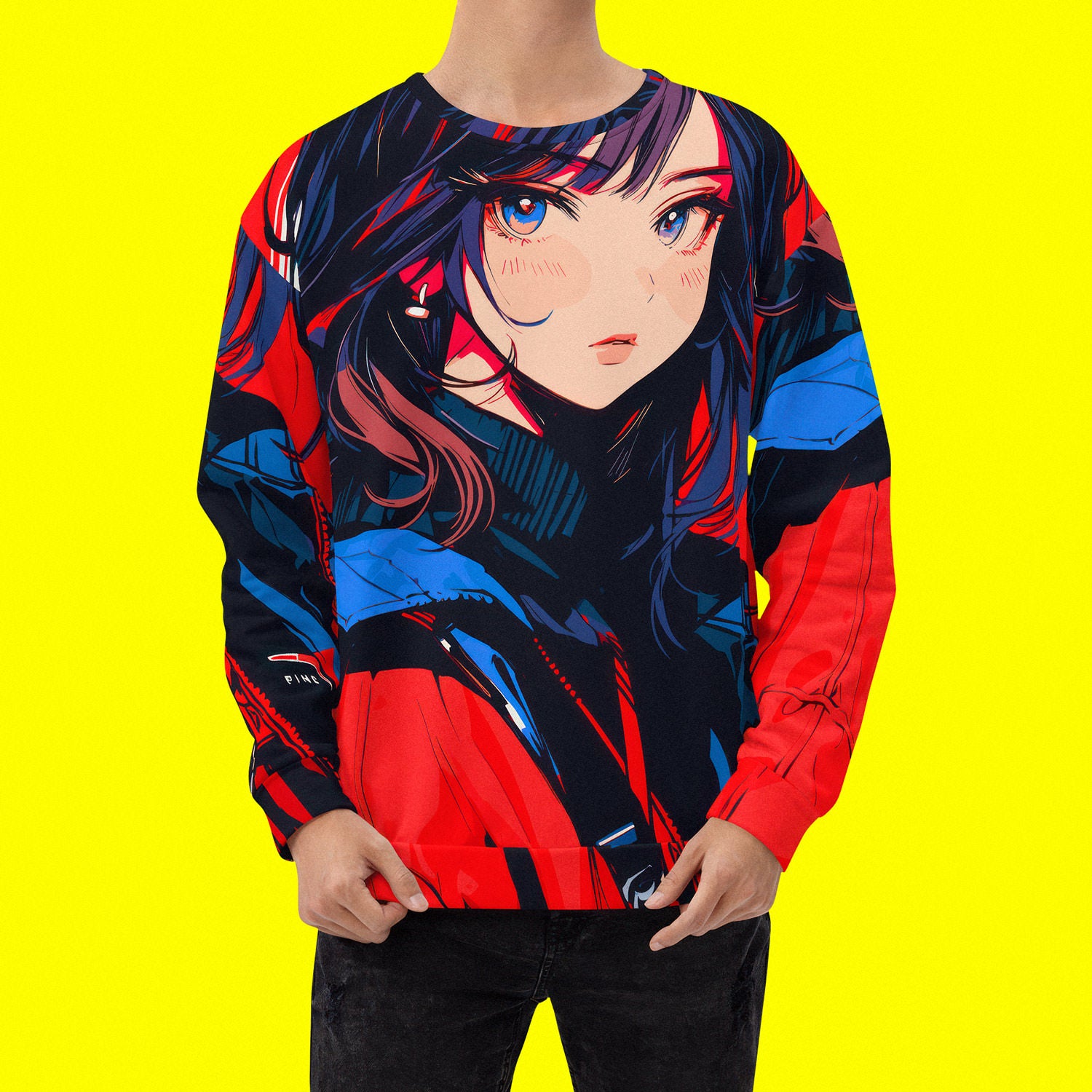 Tokyo Arkade is the best anime and gaming clothing store Exclusive apparel accessories and more Tokyo Arkade the best Anime Merch Clothes Store Anime Premium Clothing Apparel hand cut and sewn crimson color sweater