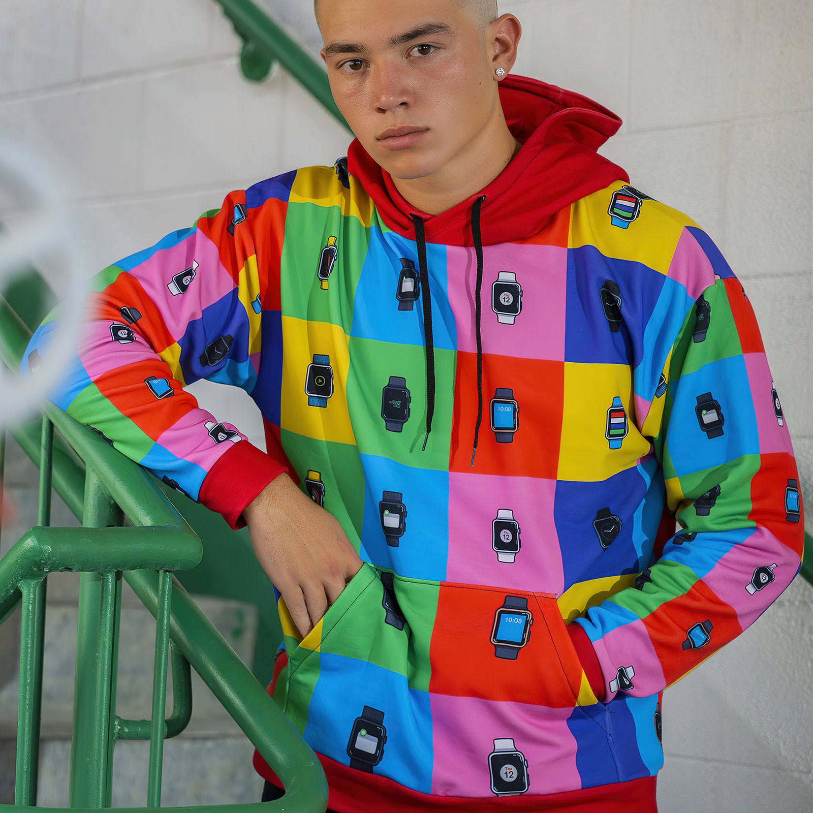 This comfy relaxed fit unisex hoodie has a soft outside with a vibrant print and an even softer brushed fleece inside Apple Watch hoodie
