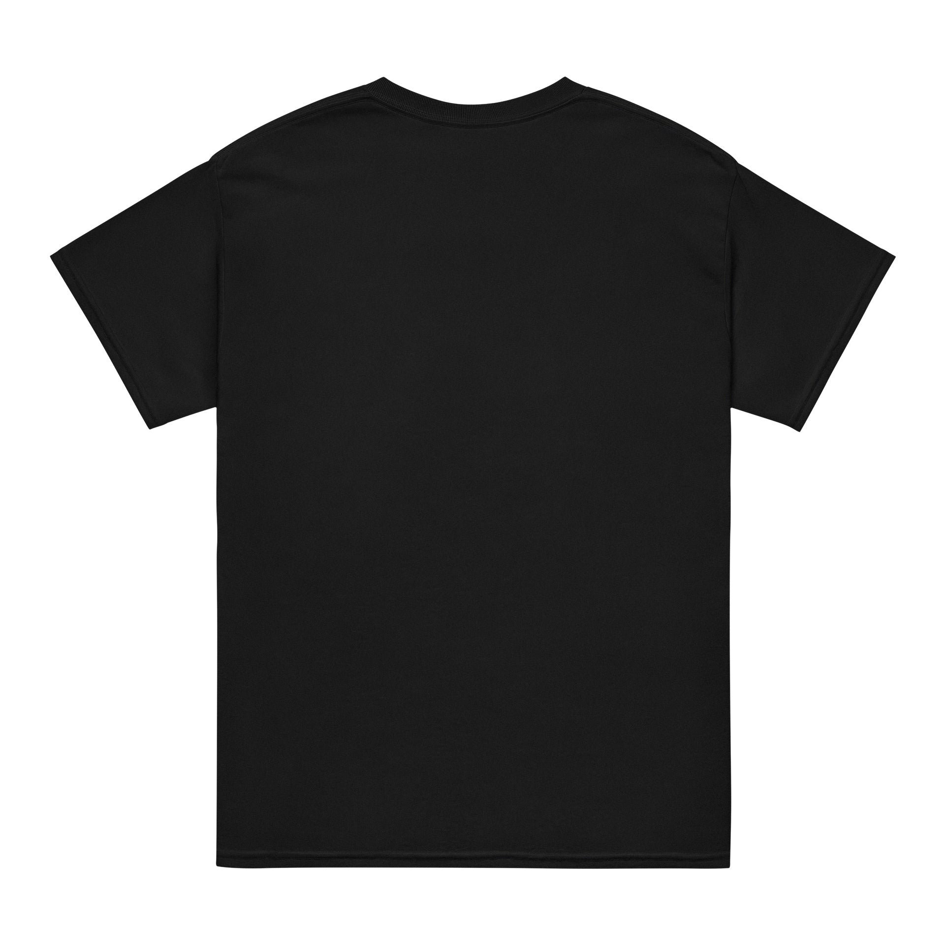 Black t-shirt on a white background