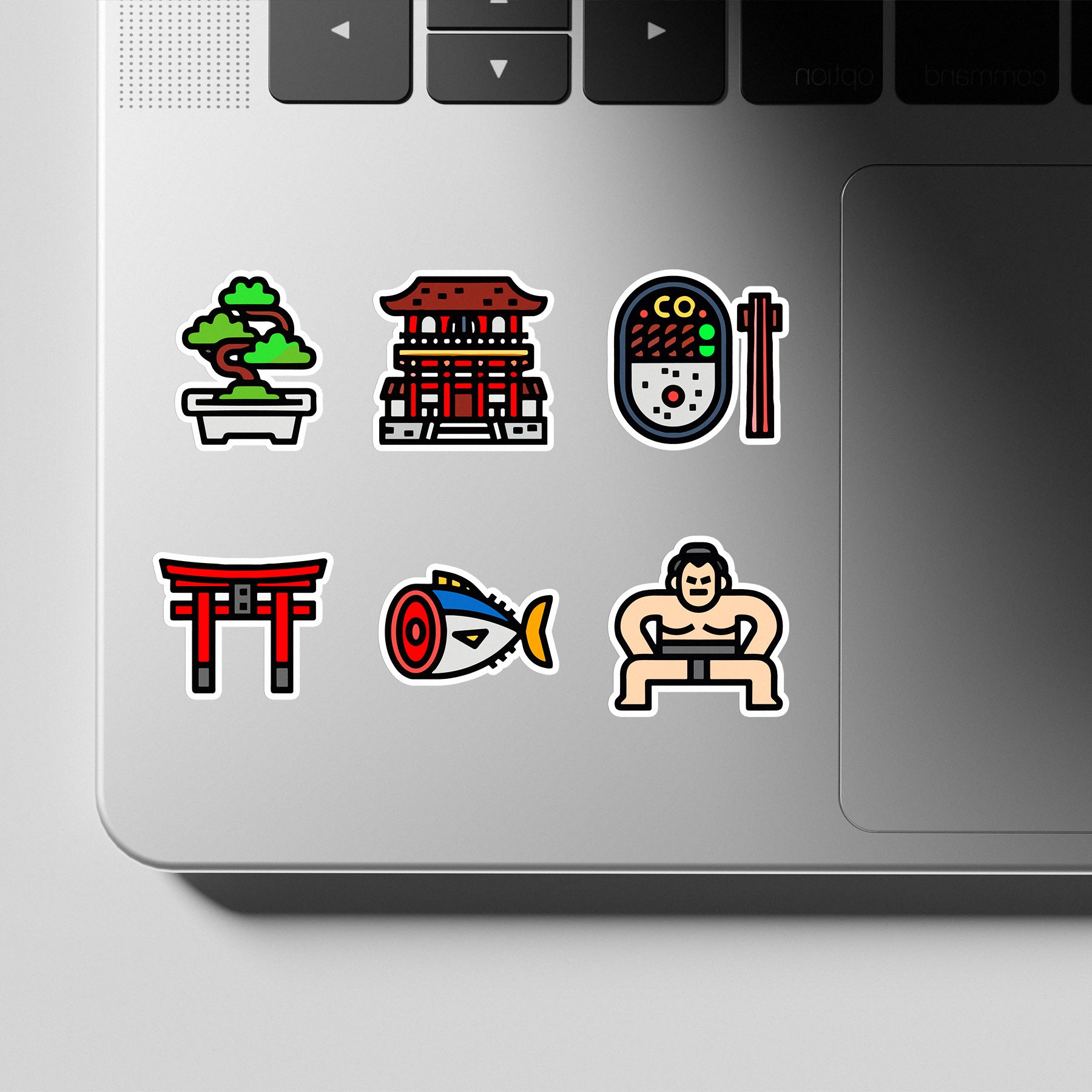 Laptop with various stickers on a gray surface SamuraiCulture KimonoStyle GeishaVibes ShintoSpirit ZenJapan NipponTradition JapanHeritage JapanTradition JapaneseArt Ukiyoe NipponCulture JapaneseGarden JapanFestival JapaneseTeaCulture JapanCalligraphy JapanHistory BushidoSpirit NipponLife JapanSpirituality JapanEssence