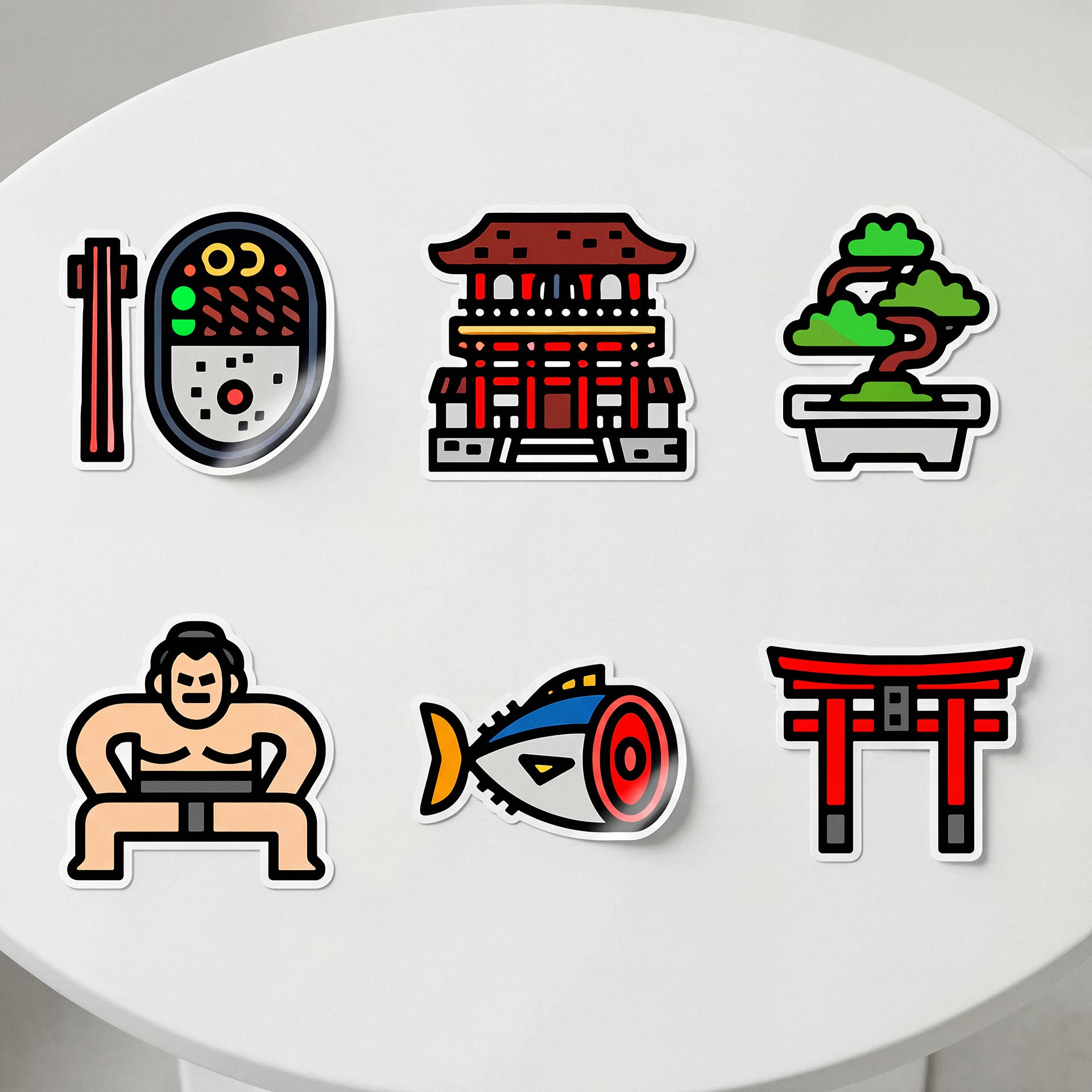 Set of colorful icons on a white background